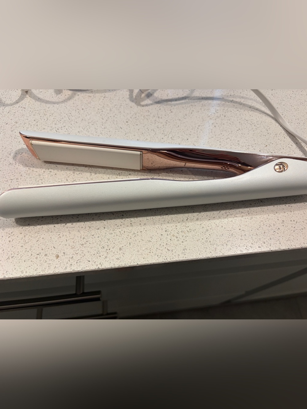 T3 White and Rose Gold Flat Iron Hair Straightener